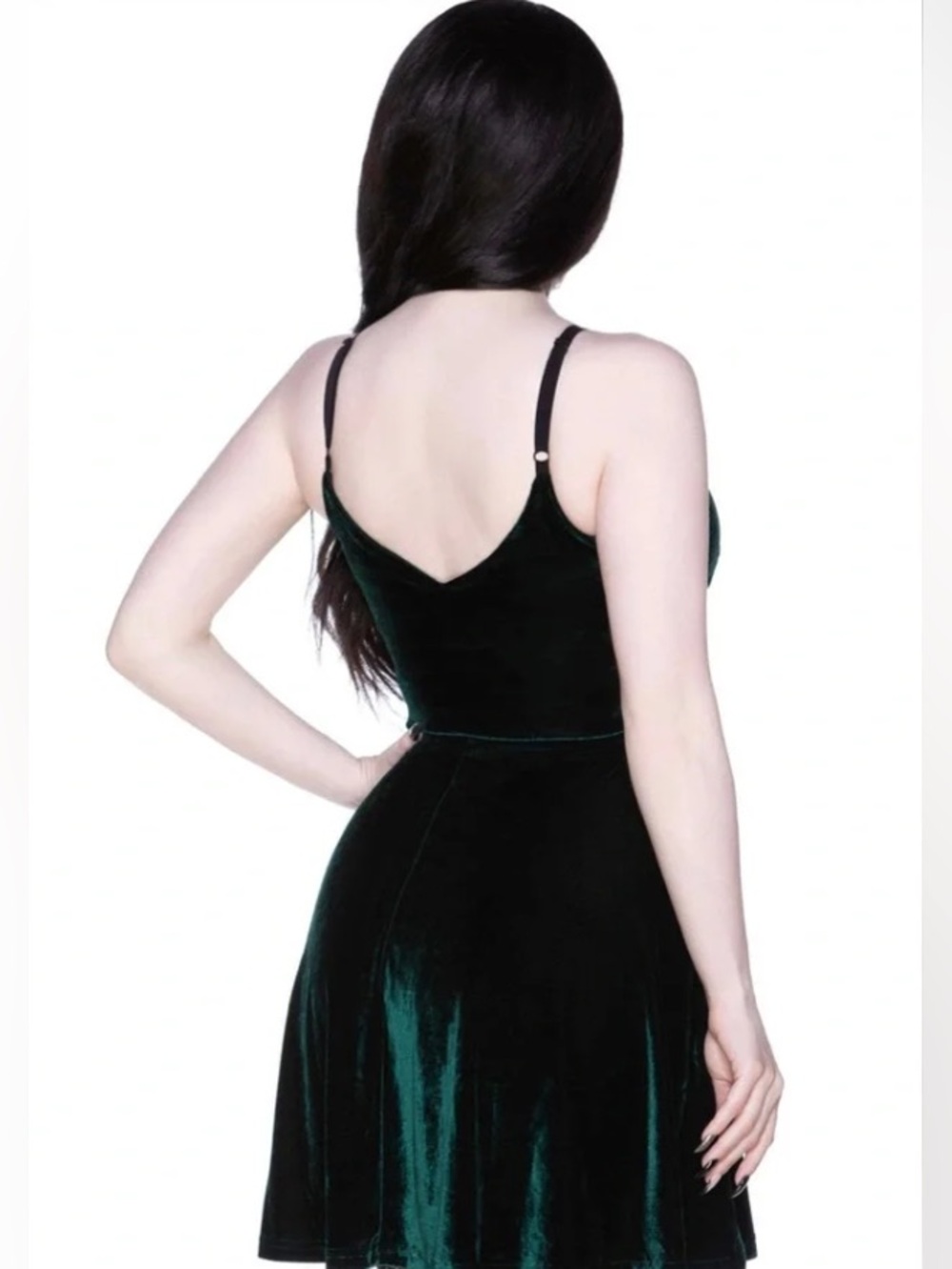 Killstar Magica Skater Dress with Hexagram Strap in Velvet Emerald Plus Size 4X - Picture 2 of 16